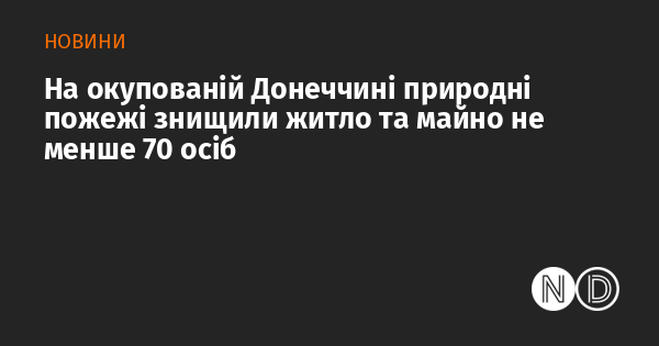 В окупованій Донеччині природні пожежі завдали шкоди житлу та майну щонайменше 70 людей.